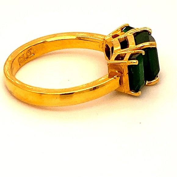 Emerald 3.20ct Solid 22K Yellow Gold Ring - Picture 6 of 9